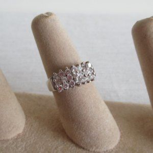 925 Sterling Silver with 21 White CZ Cocktail Ring Size 6